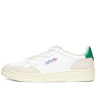 Autry Men's 01 Low Leather and Suede Sneakers in White/Green