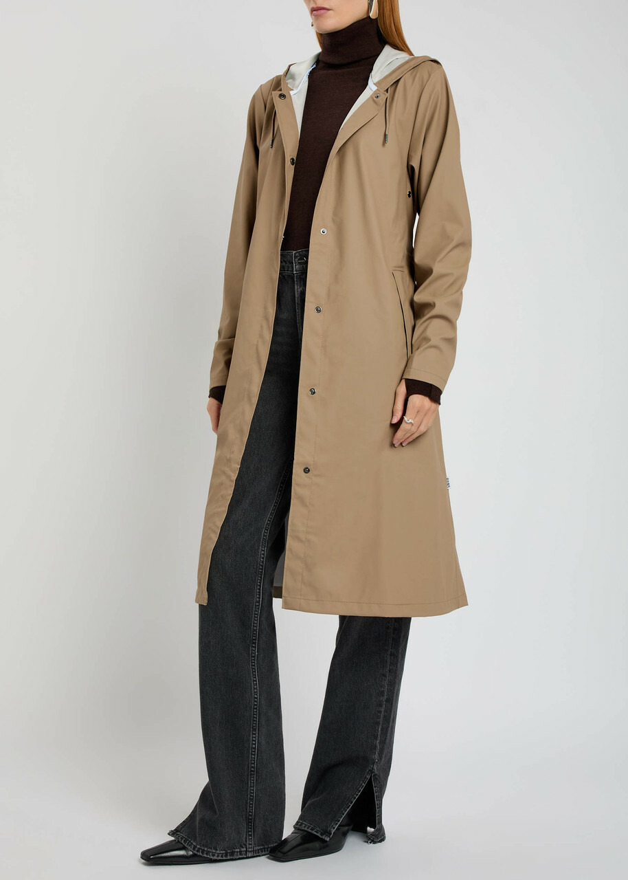 Rains Hooded Coated Shell Jacket Beige
