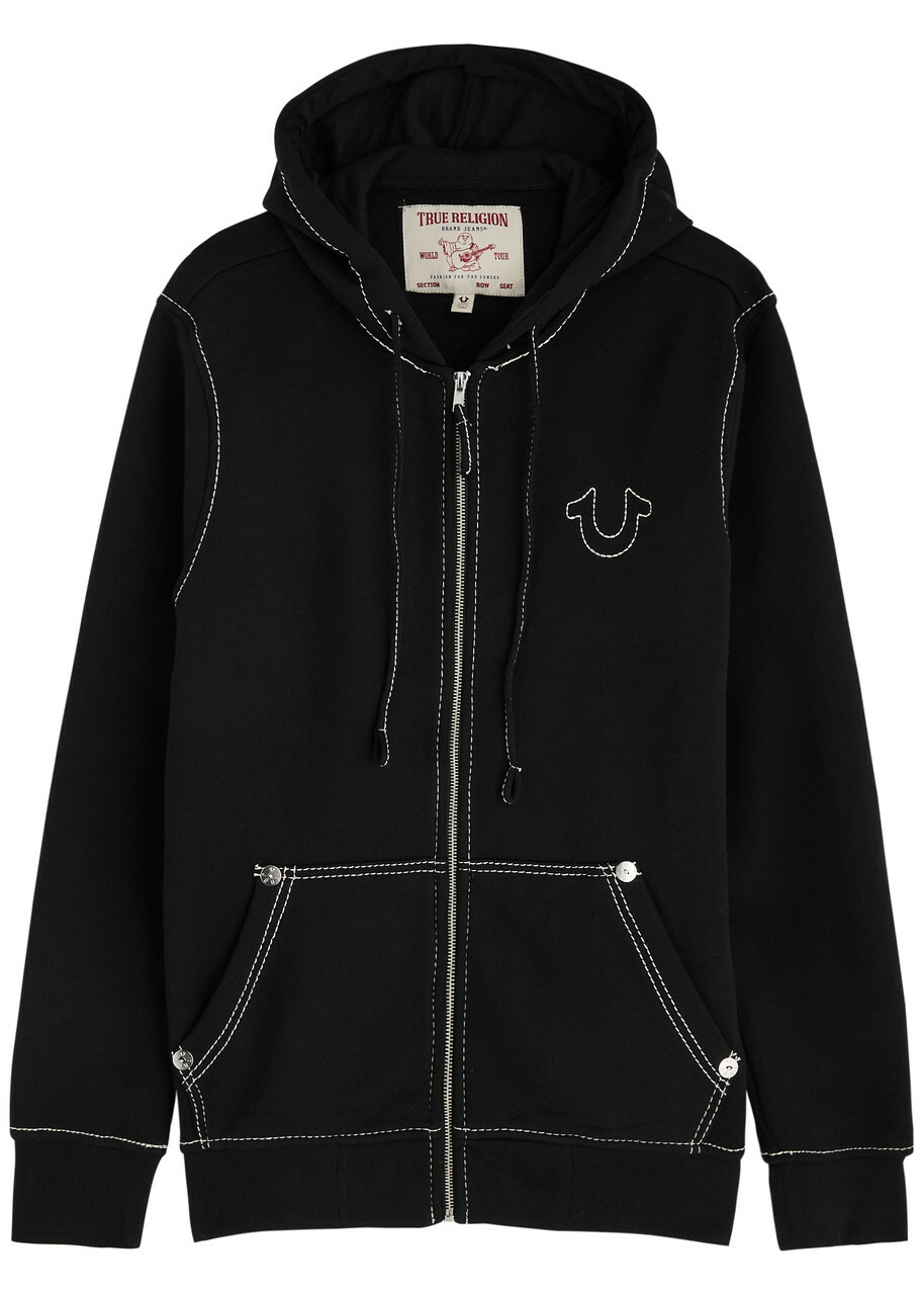 True Religion Big T Hooded Cotton-blend Sweatshirt Black