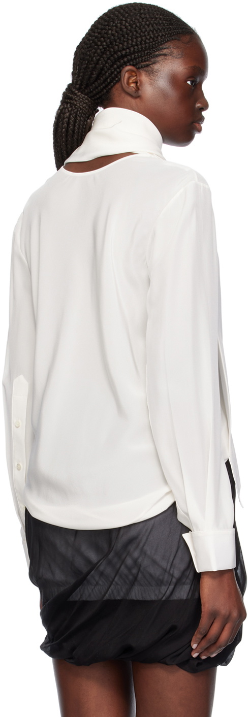 Helmut Lang White Scarf Blouse