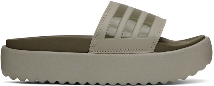 Photo: adidas Originals Khaki Adilette Platform Slides