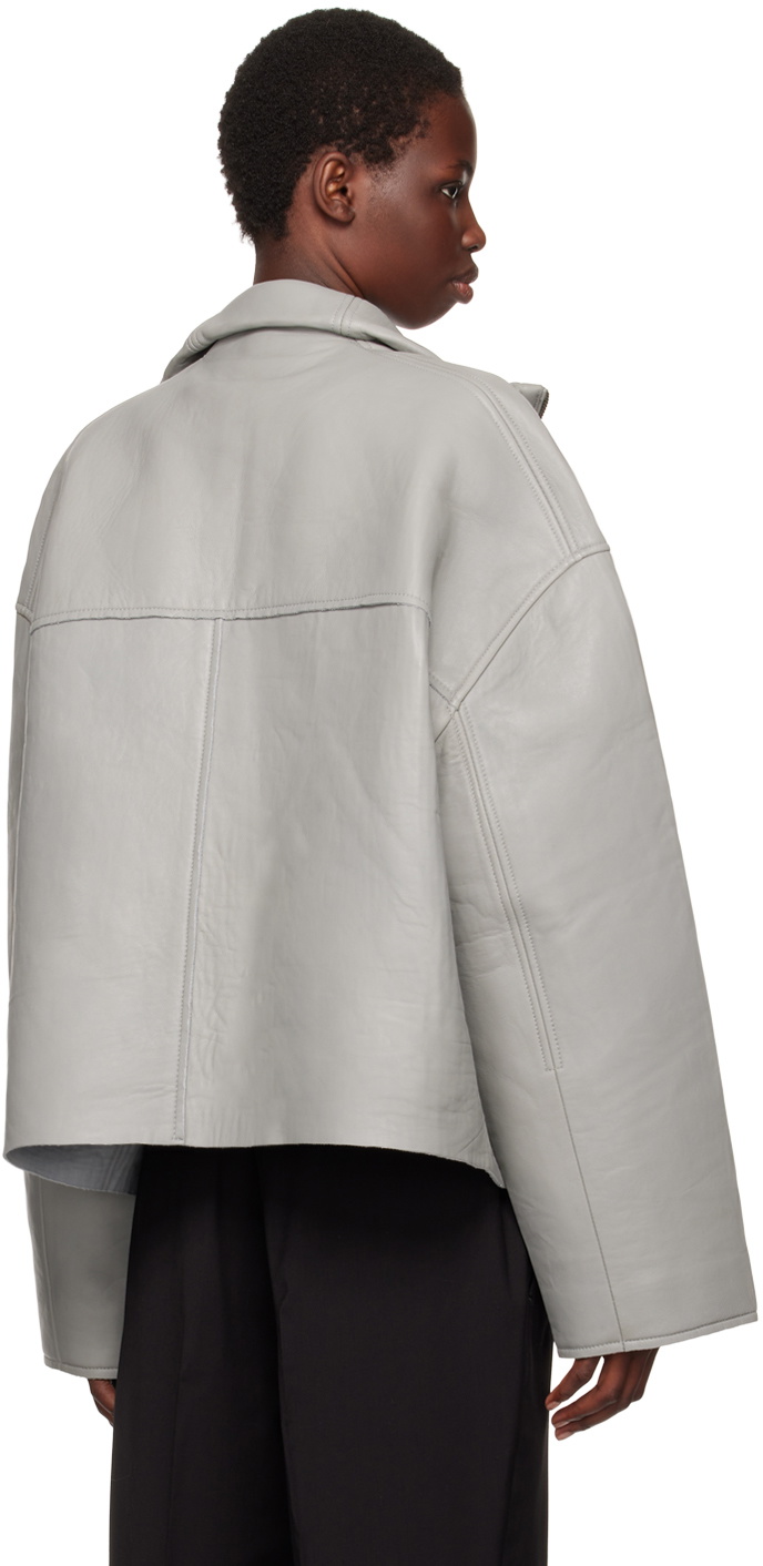 REMAIN Birger Christensen Gray Bonded Leather Jacket REMAIN