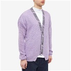 Aries Men's Waffle Knit Cardigan in Lilac