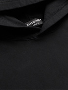 Balenciaga - Logo-Embroidered Printed Cotton-Jersey Hoodie - Black