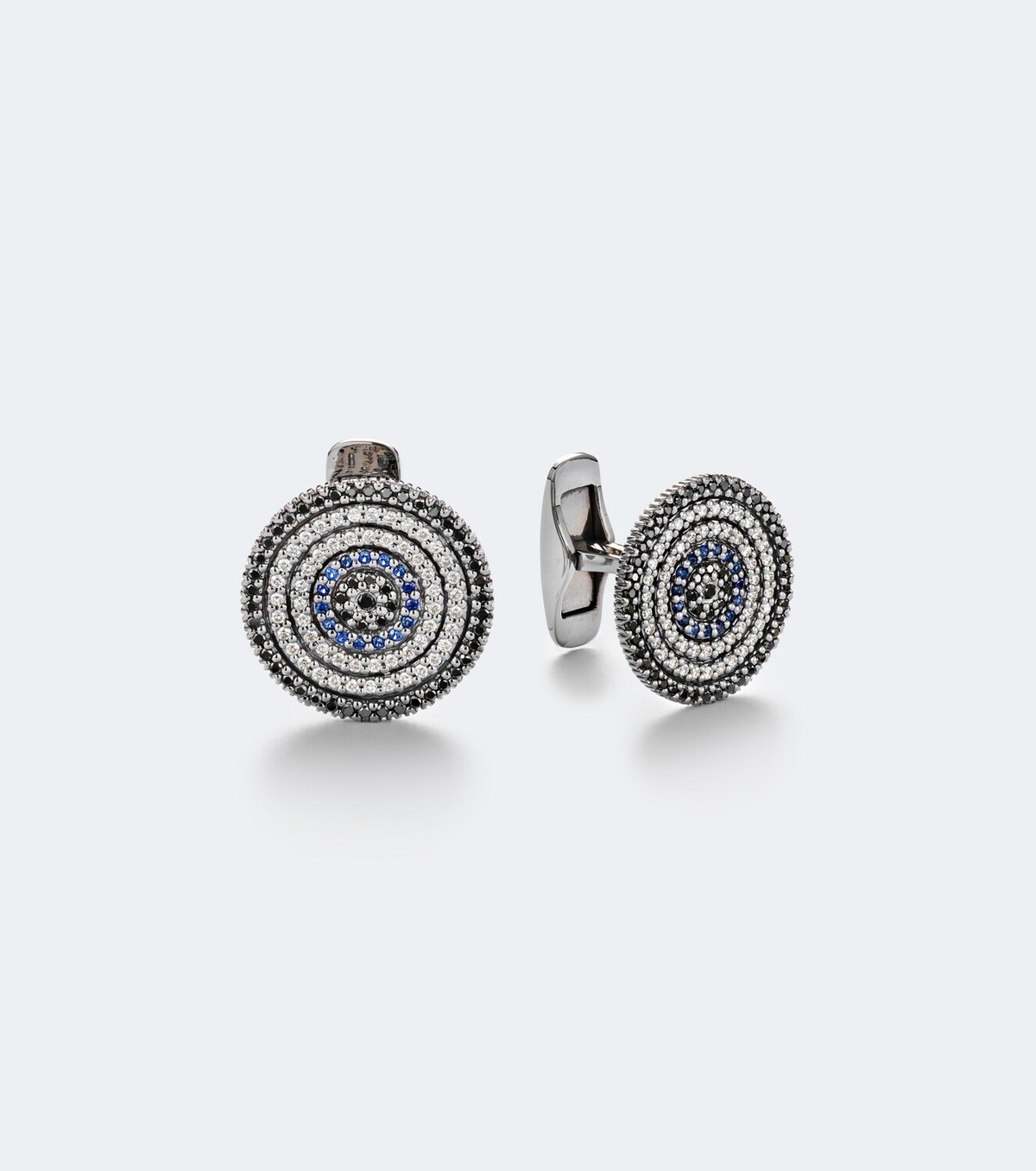 Sydney Evan 14kt white gold embellished cufflinks with diamonds and sapphires