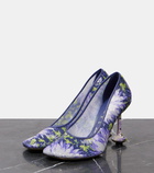 Loewe Toy 90 floral sequined mesh pumps