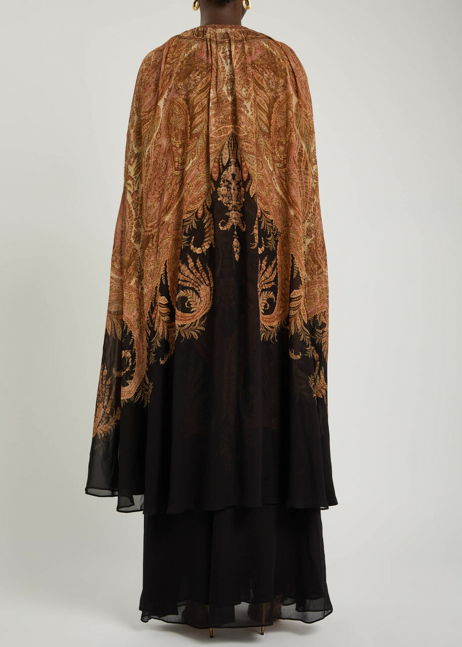 Zimmermann Hypnotic Cape-effect Chiffon Maxi Dress Multi Print