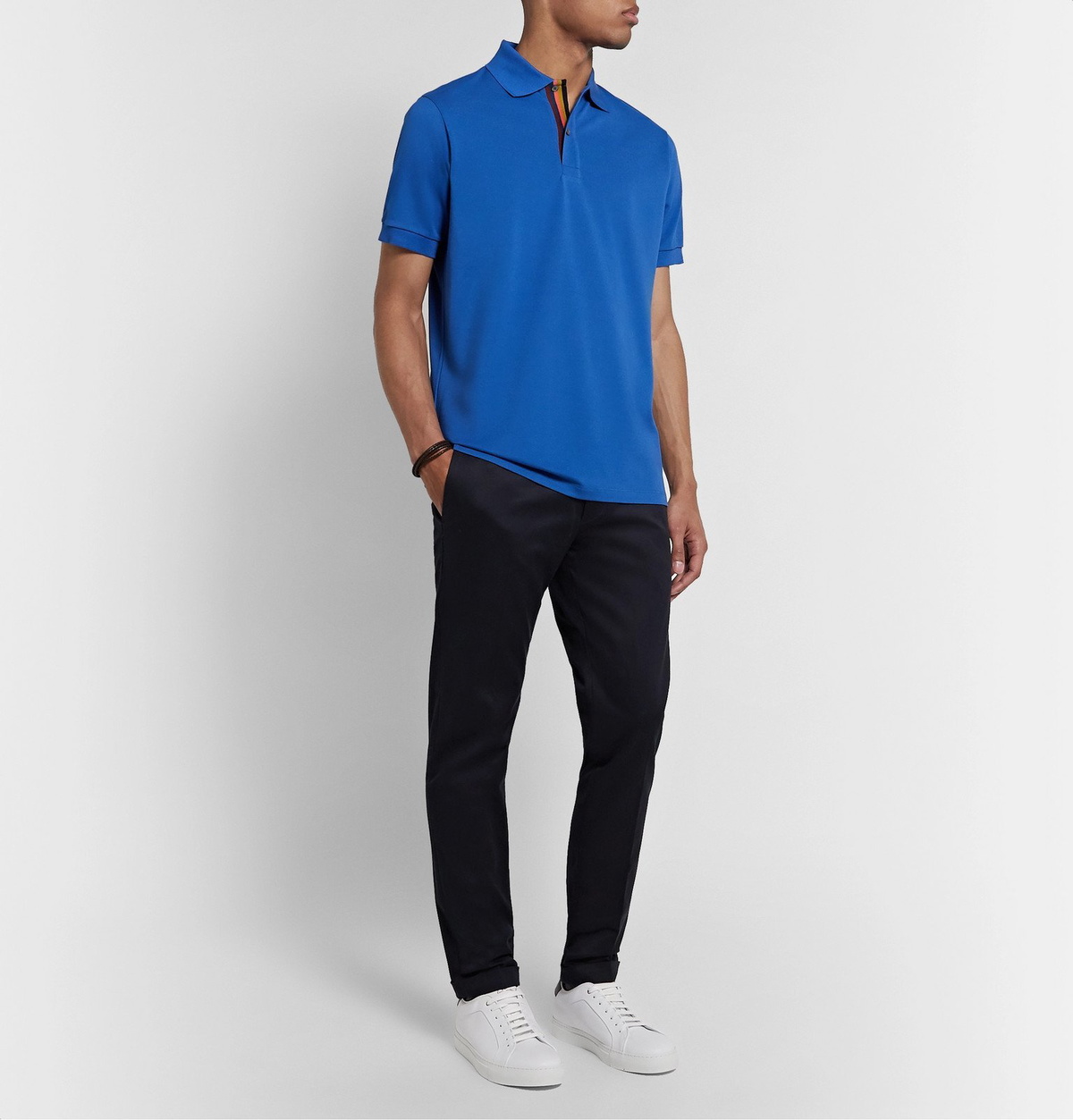 Navy Signature-striped cotton polo shirt, Paul Smith