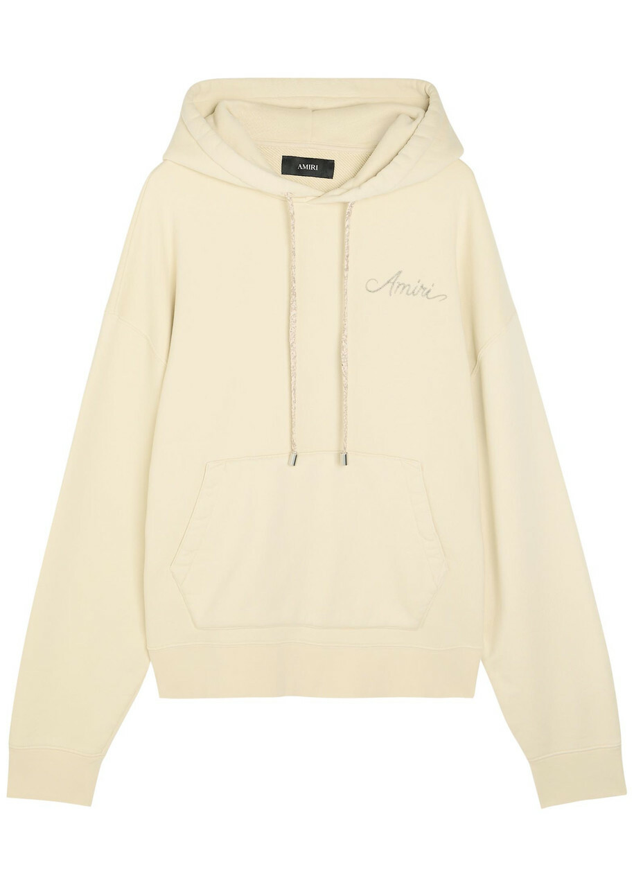 Amiri Ma Quad Checkerboard Logo-embroidered Hooded Cotton Sweatshirt Off White