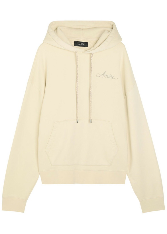 Photo: Amiri Ma Quad Checkerboard Logo-embroidered Hooded Cotton Sweatshirt Off White