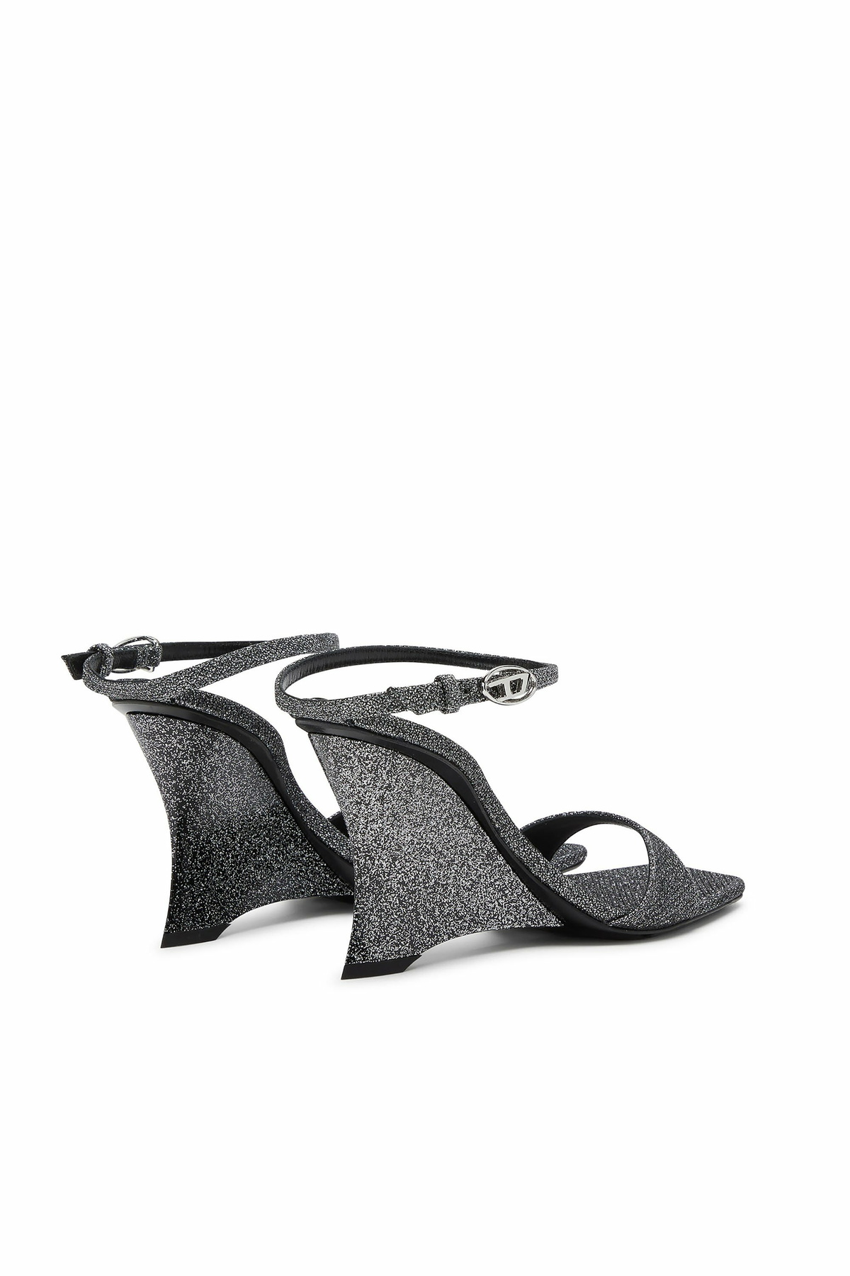Diesel D-Amber-Wedge sandals in Lurex fabric - Sandals Womens in Silver