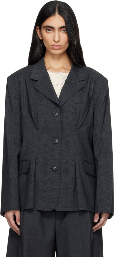 Photo: mfpen Gray Inverted Pleat Blazer