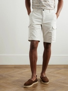 Incotex - Straight-Leg Textured Cotton-Blend Cargo Shorts - Neutrals