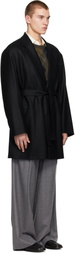 ssstein Black Compressed Flannel Half Coat