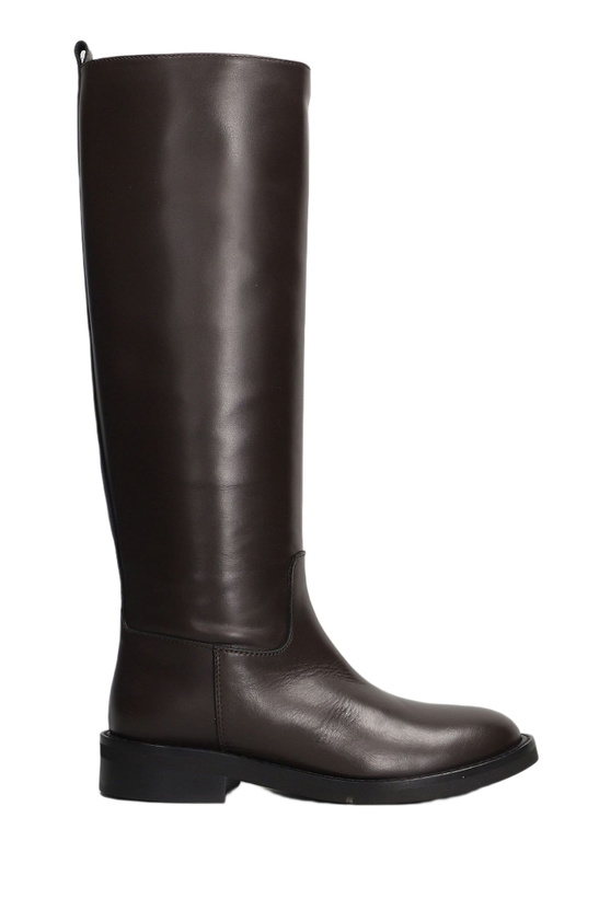 Photo: Via Roma 15 Low Heels Boots In Dark Brown Leather