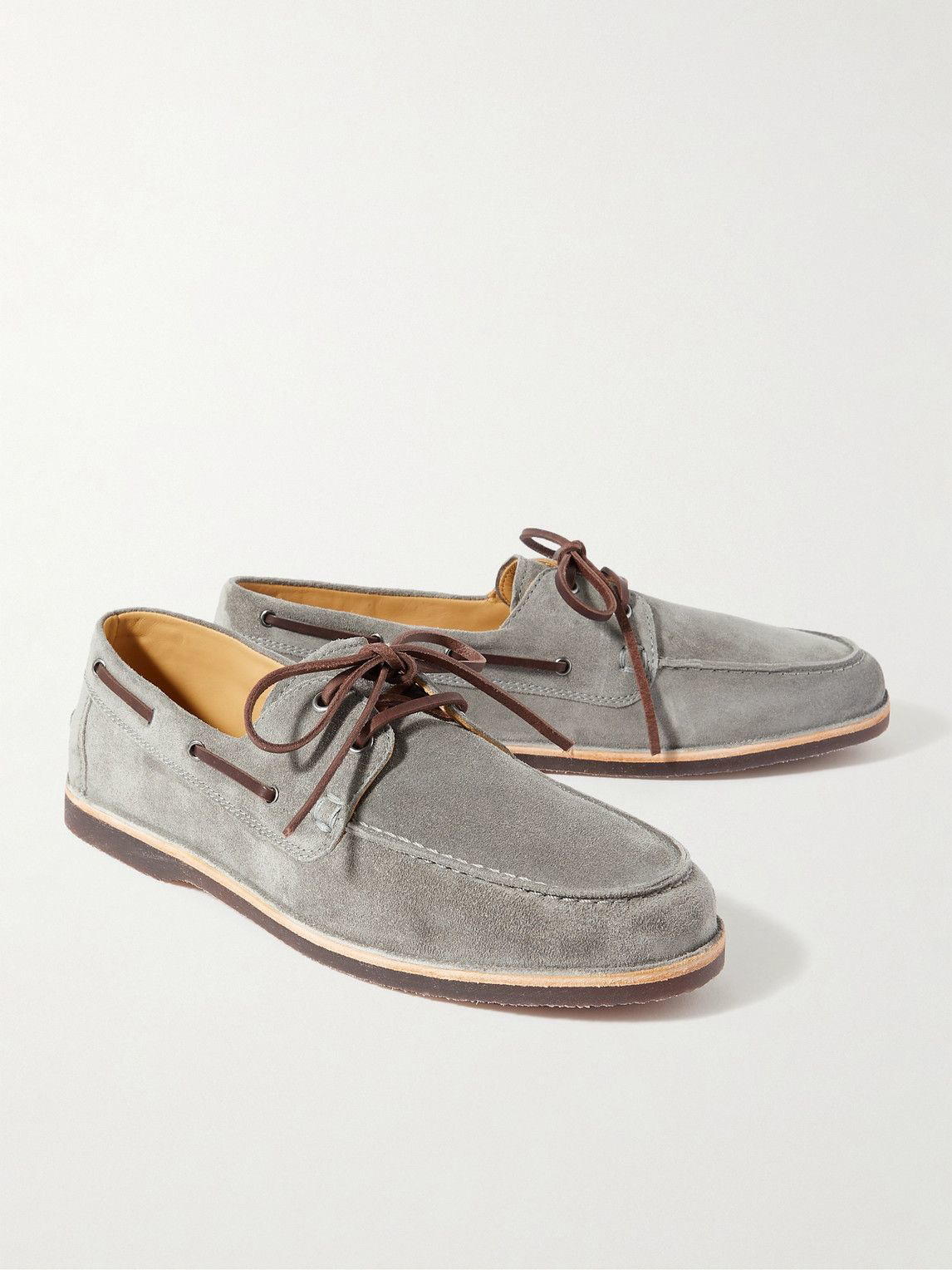 Brunello Cucinelli - Men - Boat Shoes Grey Brown