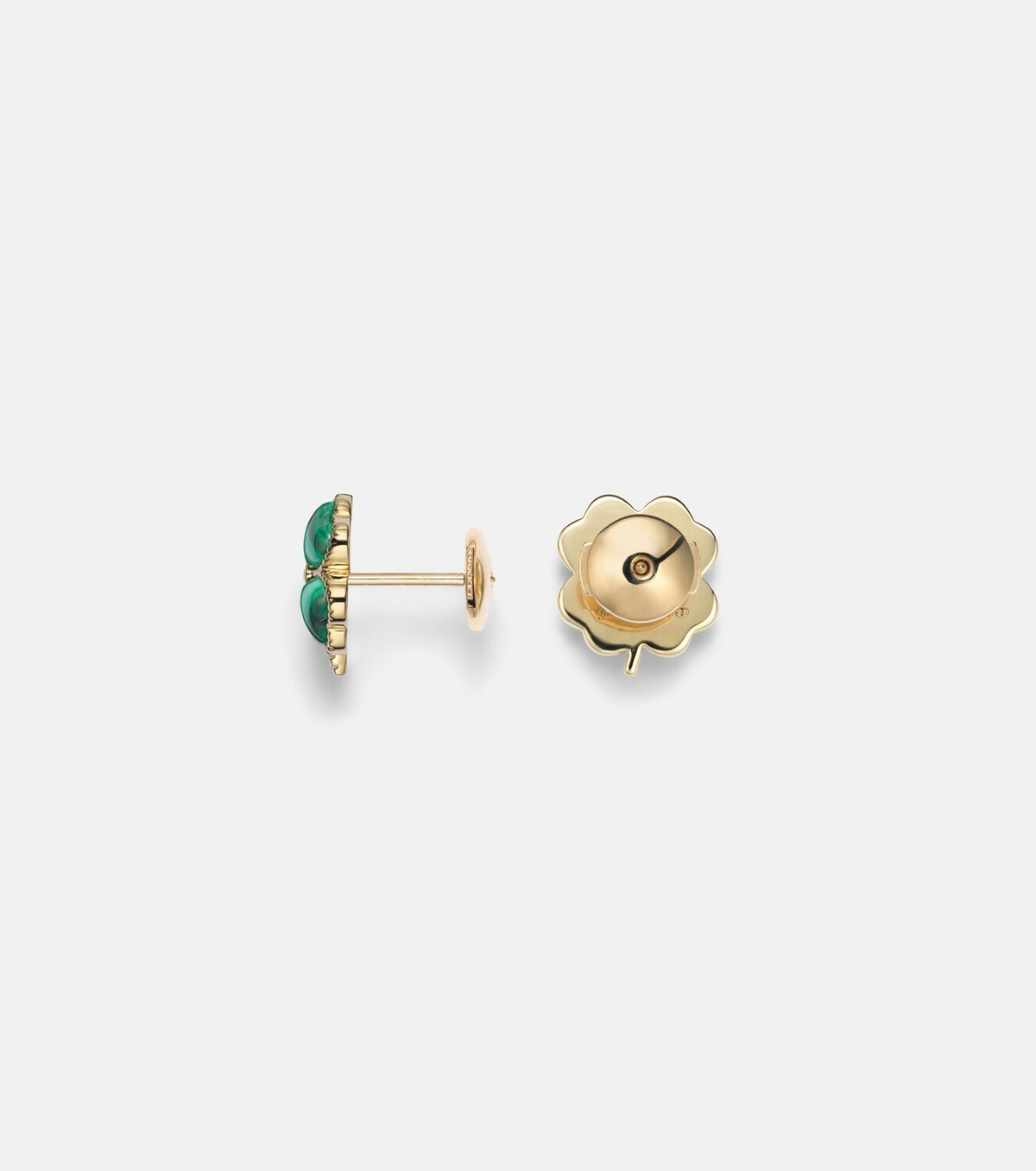 Yvonne Léon Puces Dôme Trèfle 9kt gold earrings with malachite and diamonds