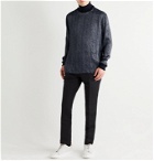 Giorgio Armani - Printed Satin and Virgin Wool Rollneck Sweater - Blue