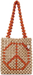 CMMN SWDN Beige & Orange Beaded Tote Bag