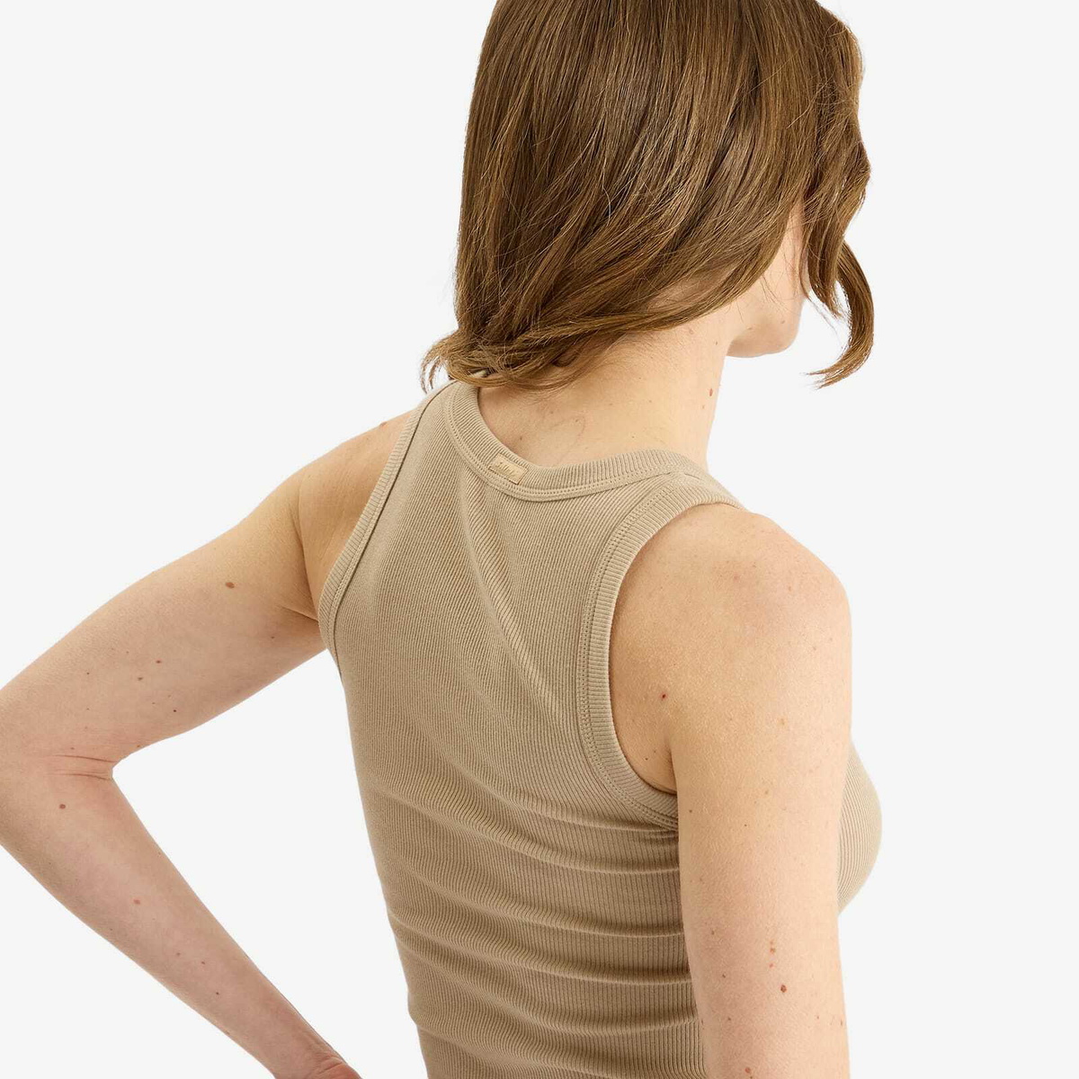 SKIMS Women's Cotton Rib High Scoop Tank in Latte