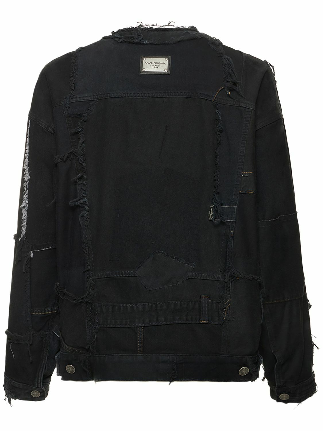 DOLCE & GABBANA - Overdyed Denim Patchwork Crew Jacket Dolce