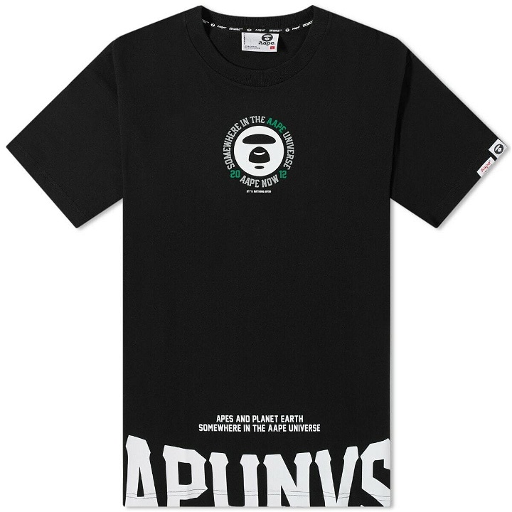 Photo: Men's AAPE Street Baseball Oversized Print T-Shirt in Black