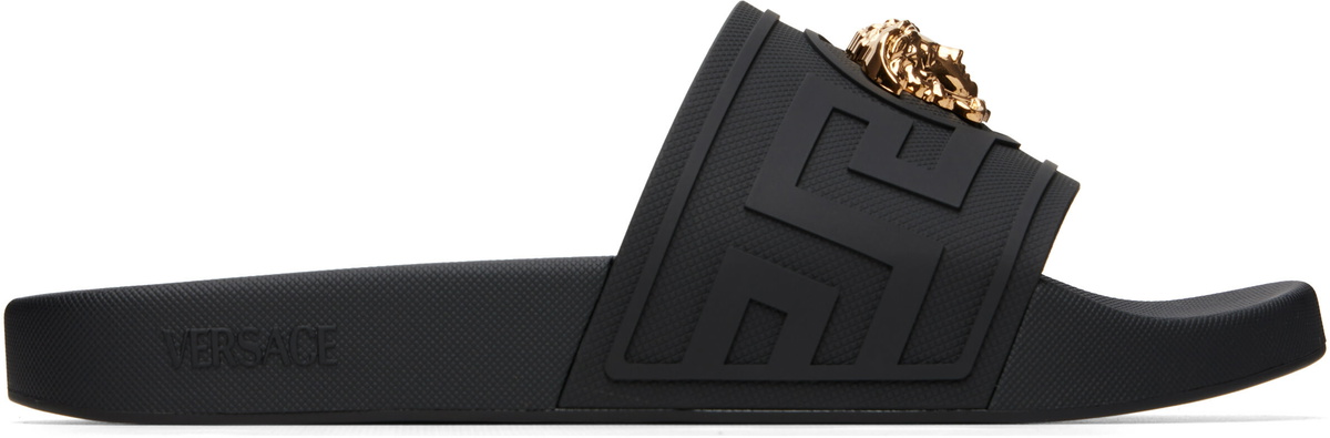 Versace Black 'La Medusa' Slides