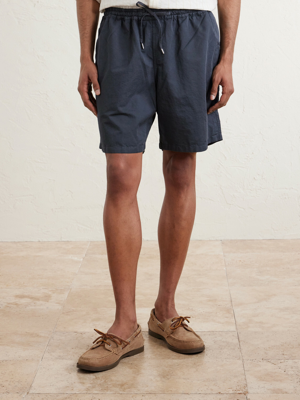 A Kind Of Guise - Volta Straight-Leg Cotton and Linen-Blend Drawstring Shorts - Blue
