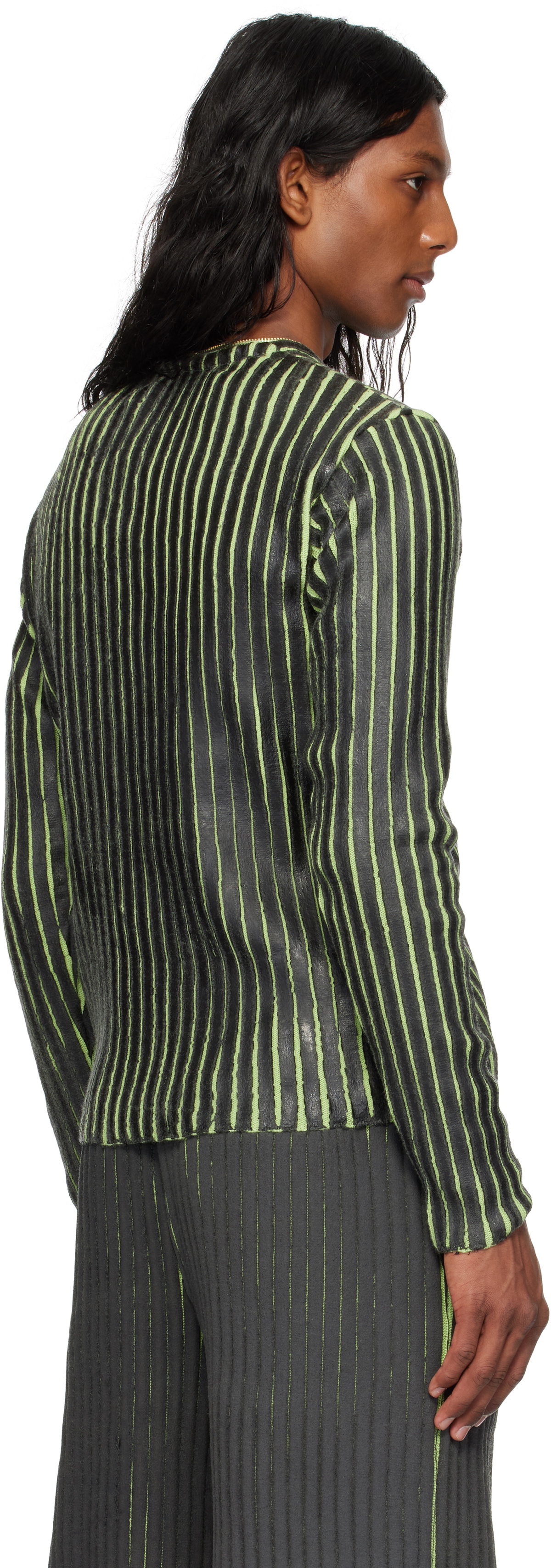 Stanley Raffington Black & Green Plated Knit Jacket