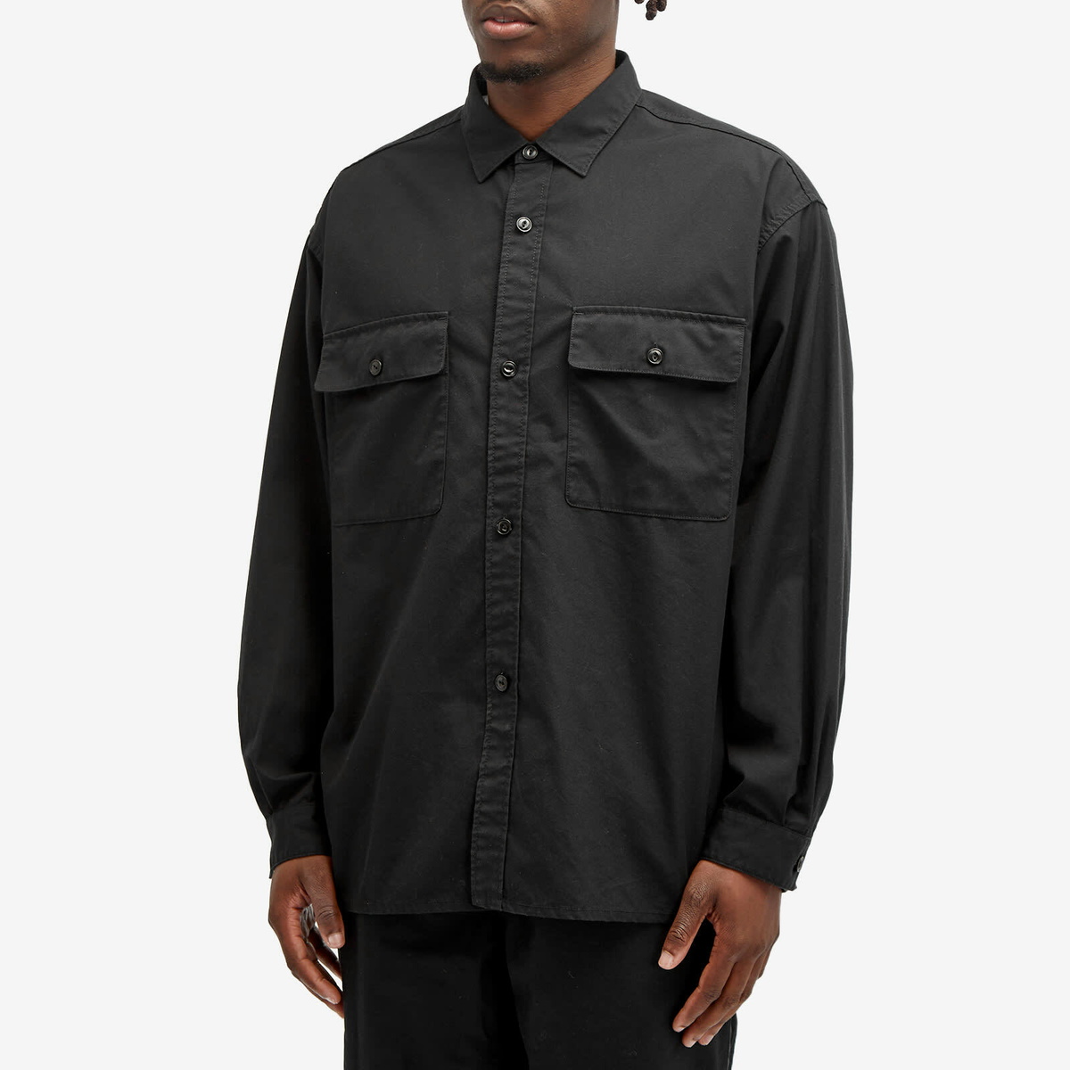 Nanamica Men's Utility Light Wind Shirt in Black Nanamica