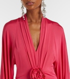 Blumarine Floral-appliqué ruched gown