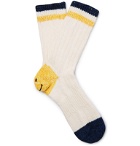 KAPITAL - Smiley Striped Cotton and Hemp-Blend Socks - White