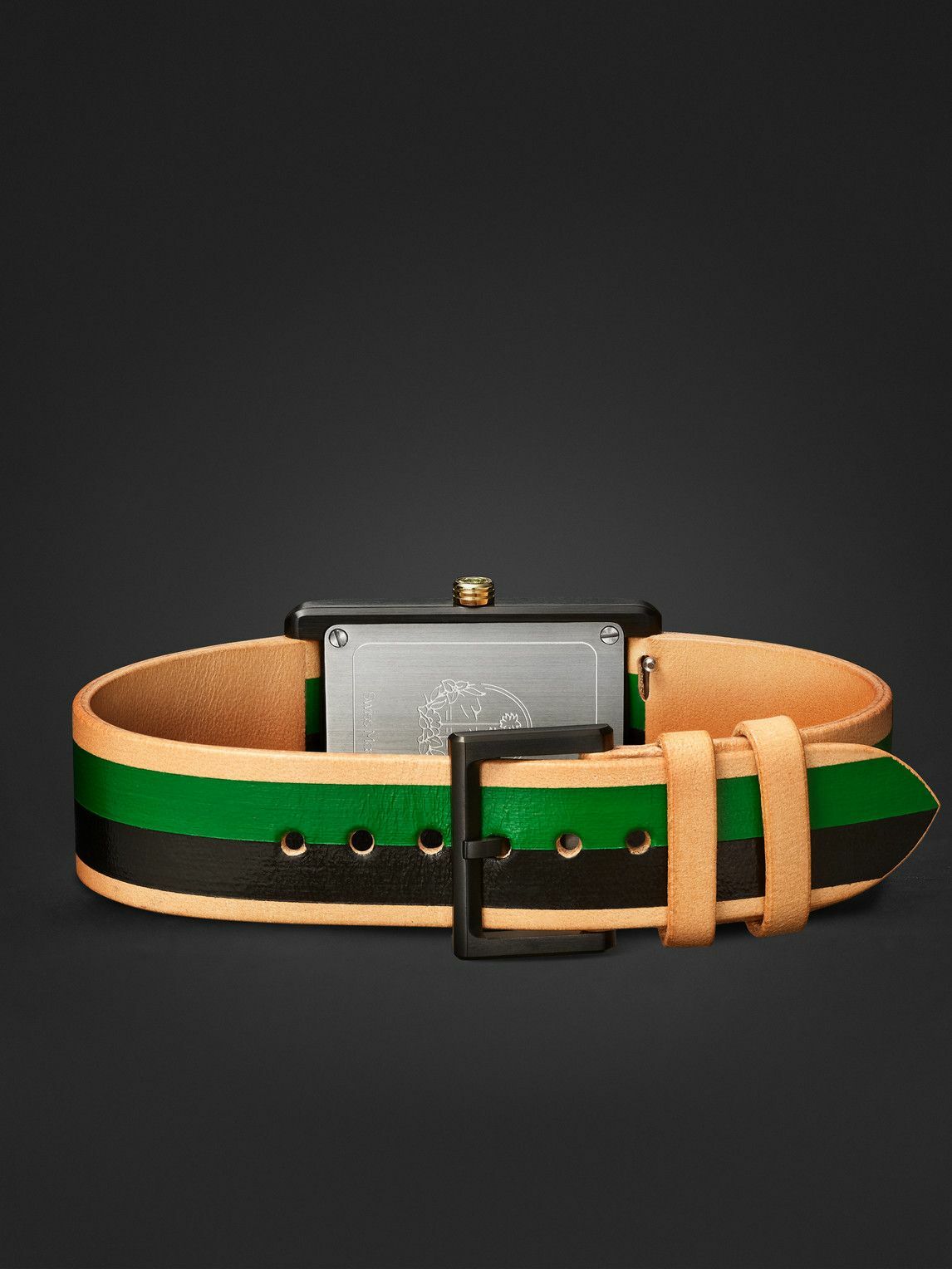 laCalifornienne - Daybreak Automatic 36mm Gold-Plated and Striped Leather Watch, Ref. No. DB-23