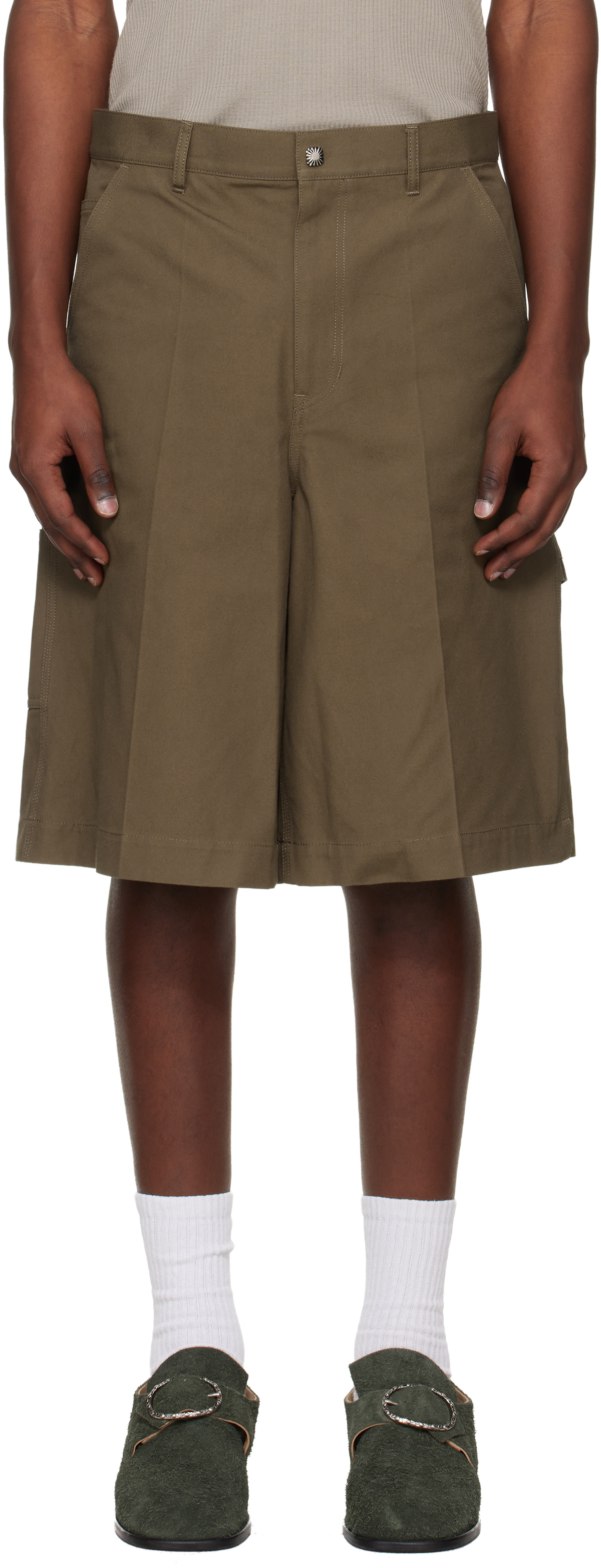 Toga Virilis Khaki Canvas Shorts