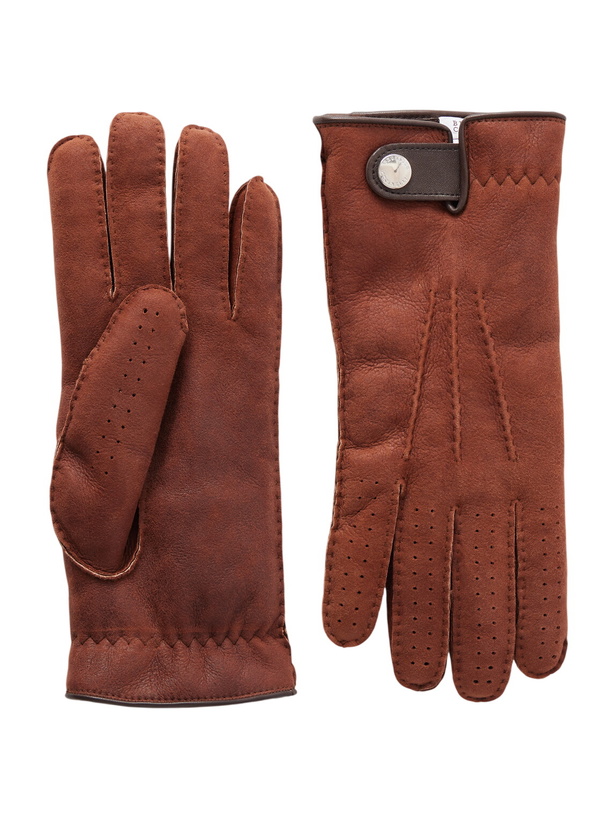 Photo: Brunello Cucinelli - Suede Gloves - Brown