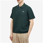 Dime Men's Wave Cable Knit Polo Shirt in Forest