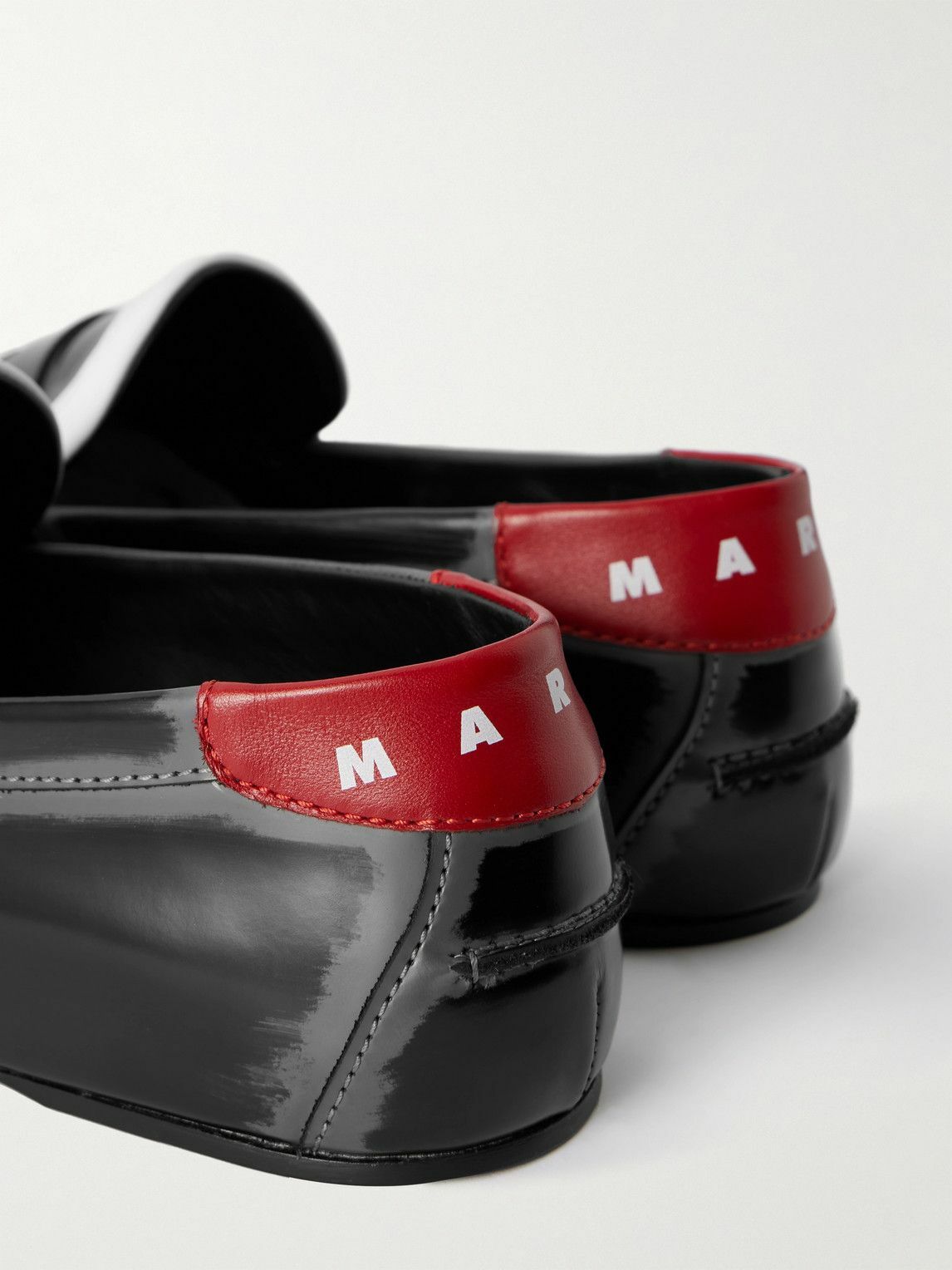 Marni - Logo-Print Glossed-Leather Loafers - Black