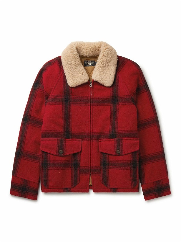 Photo: RRL - Shearling-Trimmed Padded Checked Wool Jacket - Red