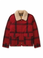 RRL - Shearling-Trimmed Padded Checked Wool Jacket - Red