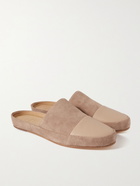 MULO - Leather-Trimmed Suede Slippers - Neutrals