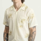 Universal Works Men's Hand Embroidered Stripe Road Shirt in Ecru