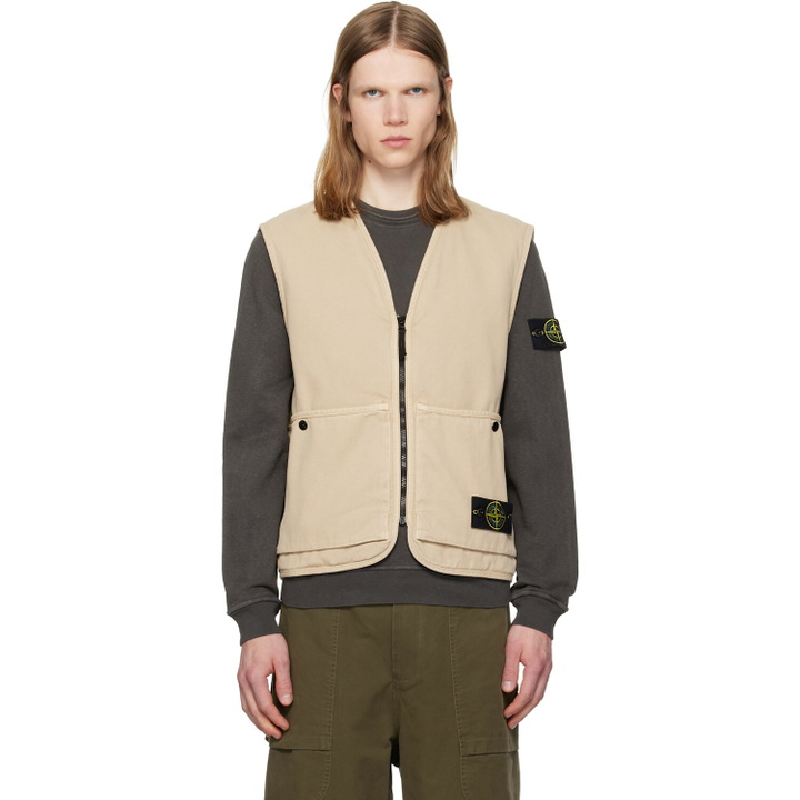 Photo: Stone Island Beige 6100007 Organic Panama Cotton 'Old' Effect Vest