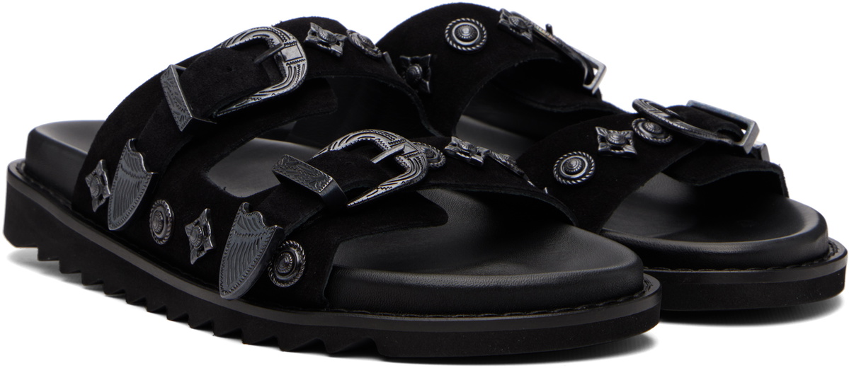 Toga Virilis Black Buckle Suede Sandals