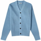 Auralee Men's French Merino Rib Cardigan in Light Blue