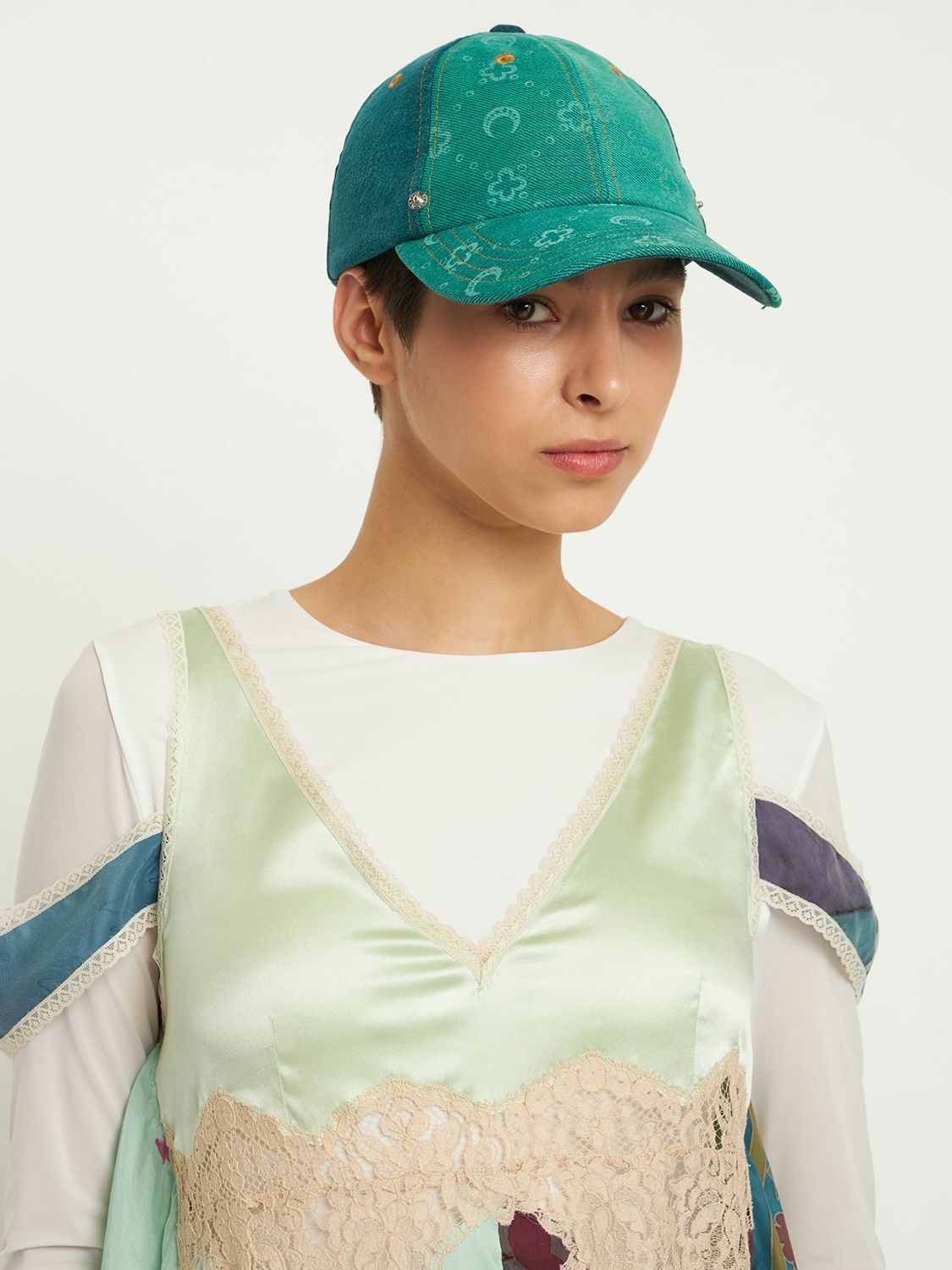 MARINE SERRE - Regenerated Denim Monogram Hat Marine Serre