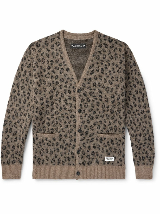 Photo: Wacko Maria - Leopard Jacquard-Knit Cardigan - Brown