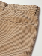 Brunello Cucinelli - Slim-Fit Straight-Leg Pleated Garment-Dyed Cotton-Corduroy Trousers - Brown