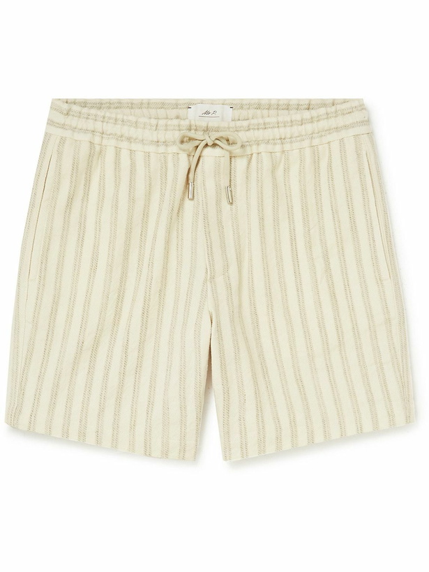 Photo: Mr P. - Straight-Leg Striped Cotton-Blend Drawstring Shorts - Neutrals