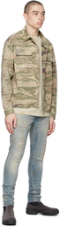 John Elliott Green Camo Military Shirt