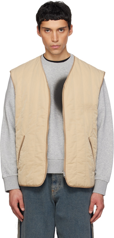 Photo: MM6 Maison Margiela Beige Quilted Reversible Vest